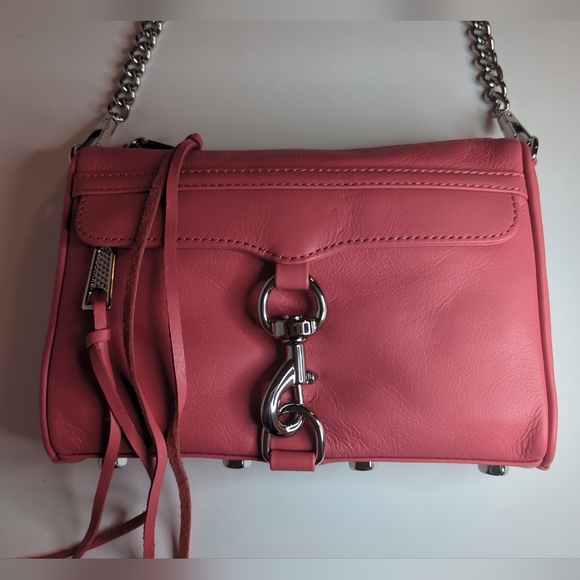 Rebecca Minkoff Mini Mac Crossbody Bag Grapefruit Silv Tone Hardware Fringe NWT - Picture 3 of 5